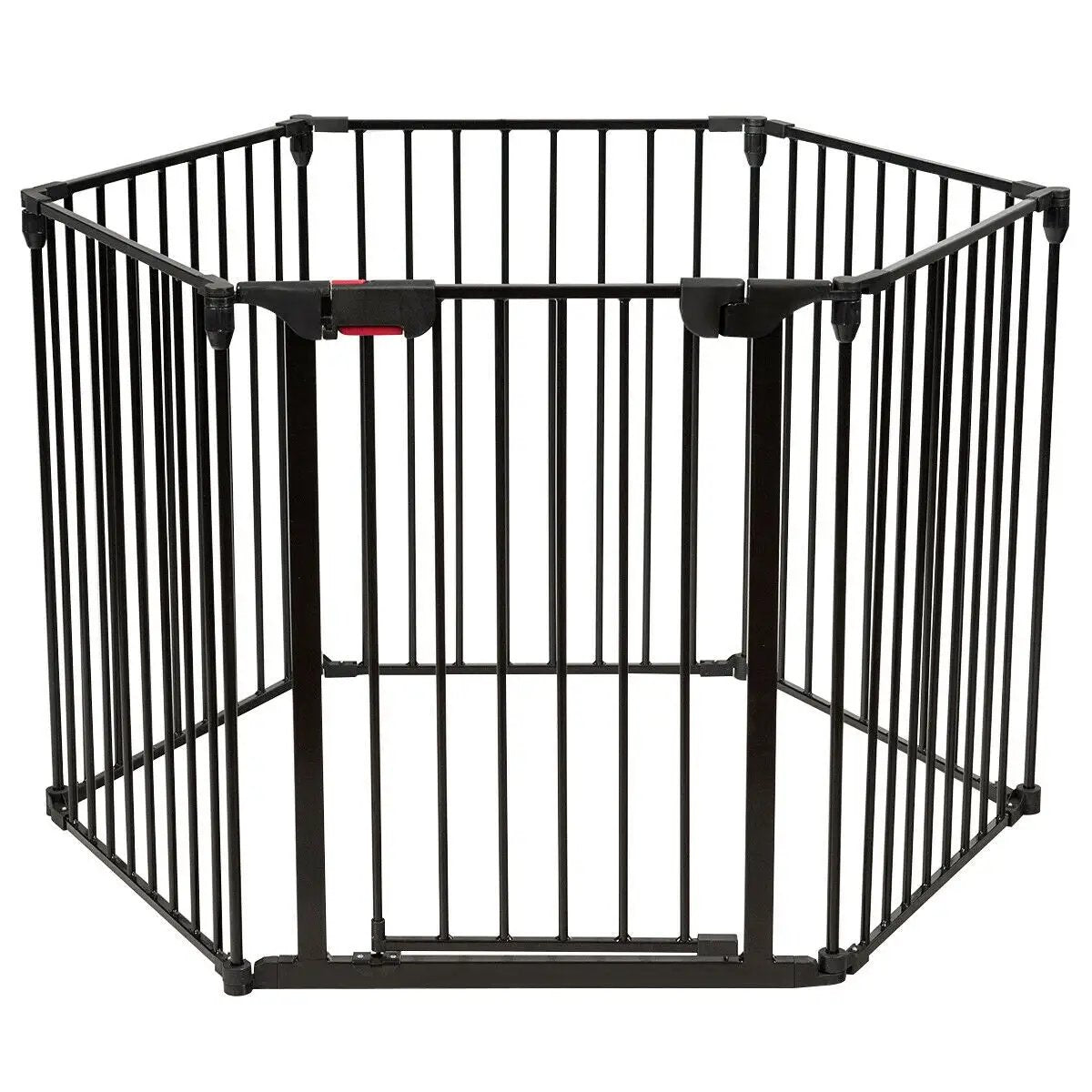 6 Panel Wall-mount Adjustable Baby Safe Metal Fence Barrier-Black by DirectDeals