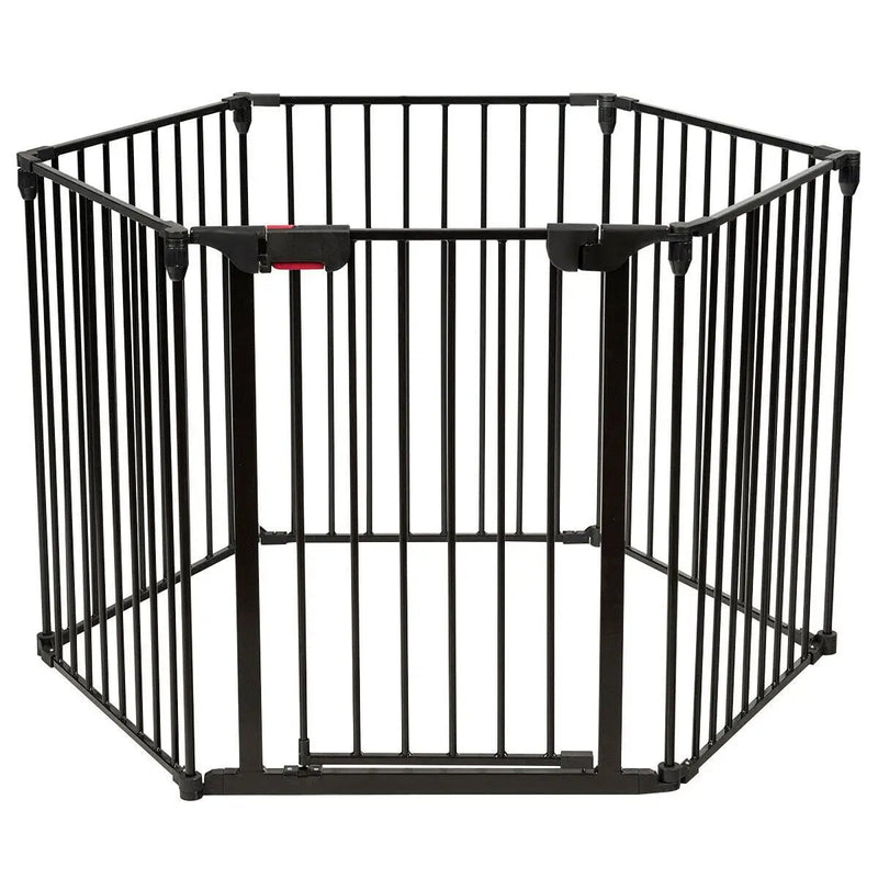 6 Panel Wall-mount Adjustable Baby Safe Metal Fence Barrier-Black by DirectDeals