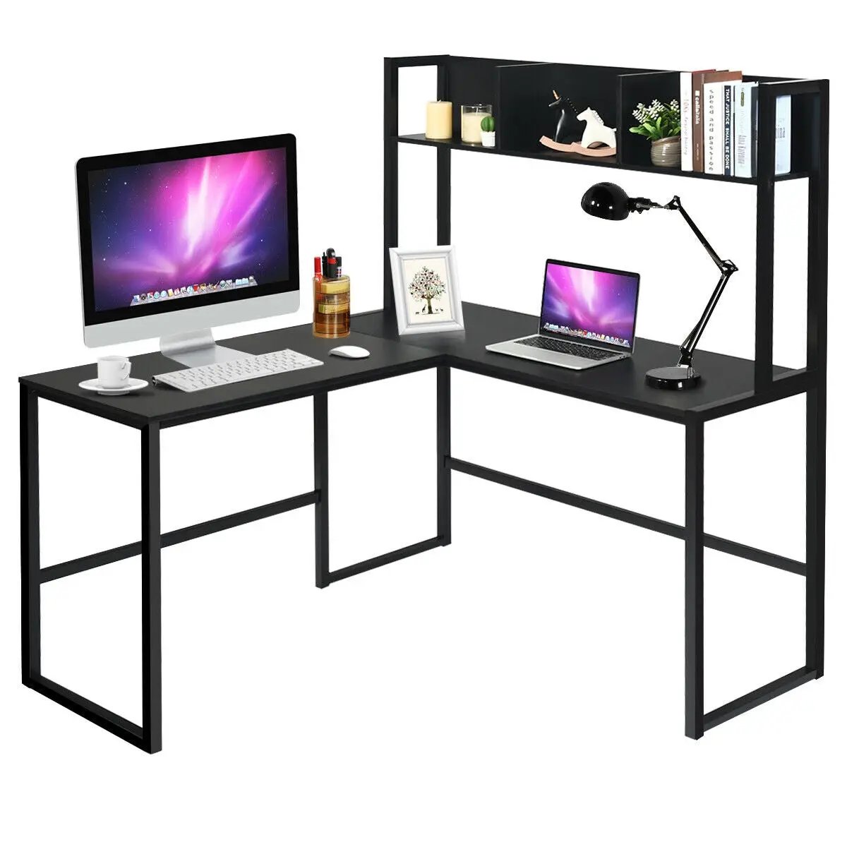 Reversible L-Shaped Corner Desk with Storage Bookshelf, photo 4 of 11