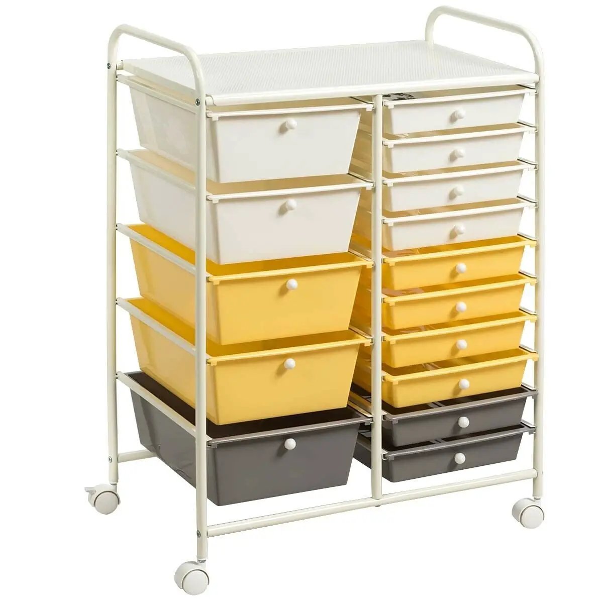 15-Drawer Utility Rolling Cart with Drawers Multi-Use Storage-Icecream Multicolor, photo 20 of 21