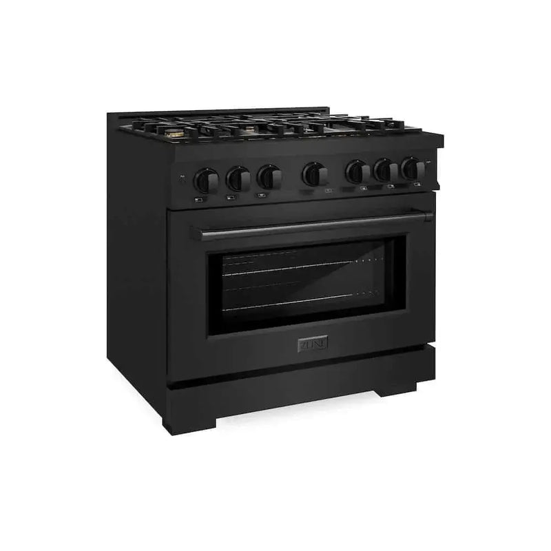 ZLINE 36" Select Dual Fuel Range Gas Cooktop Electric Convection Oven Black Stainless Steel Brass Burners HDRB-BR-36 by Farmhouse Kitchen and Bath