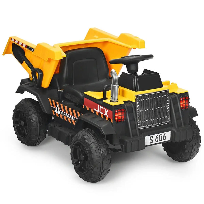 12V Battery Kids Ride On Dump Truck with Electric Bucket and Dump Bed-Yellow by DirectDeals