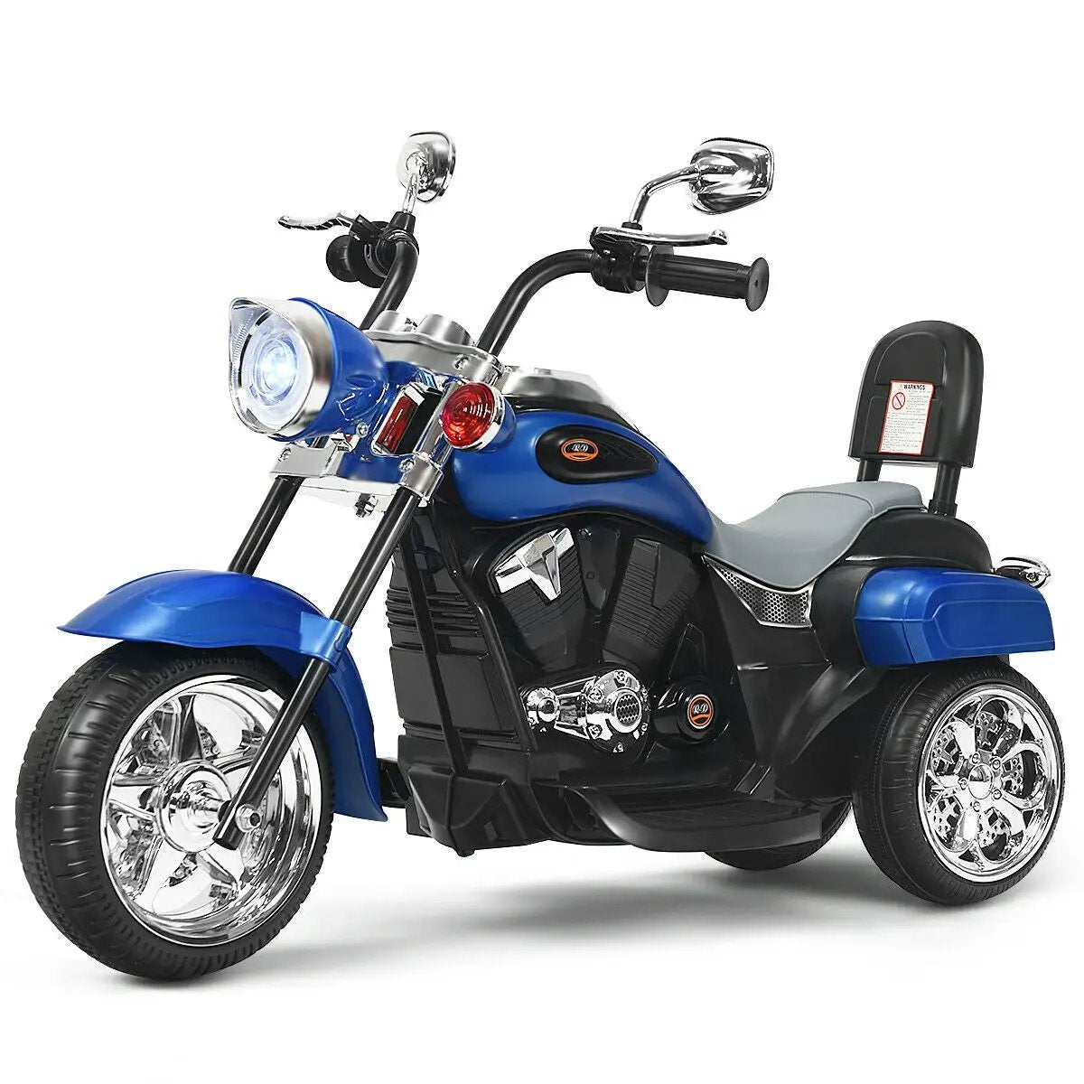 6V Powered Toddler 3-Wheel Motorbike Ride On Toy with Horn and Headlight-Black and White, photo 4 of 15