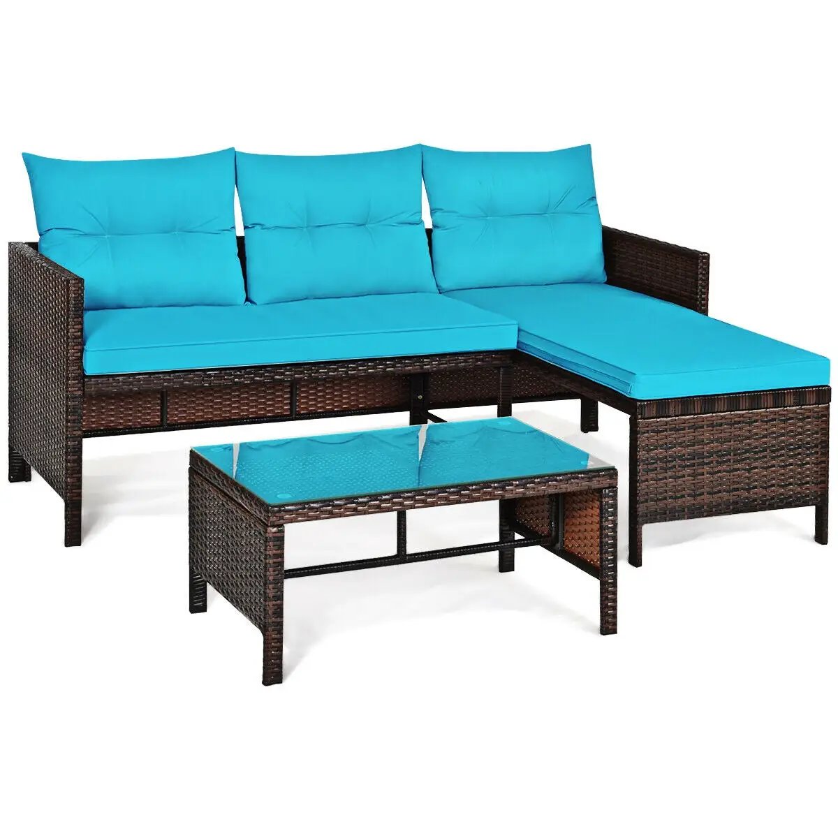 3 Pieces Patio Wicker Rattan Sofa Set, photo 10 of 10