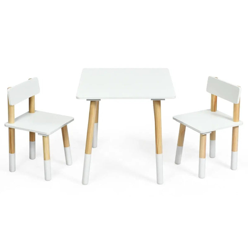 Kids Wooden Table and 2 Chairs Set-White by DirectDeals