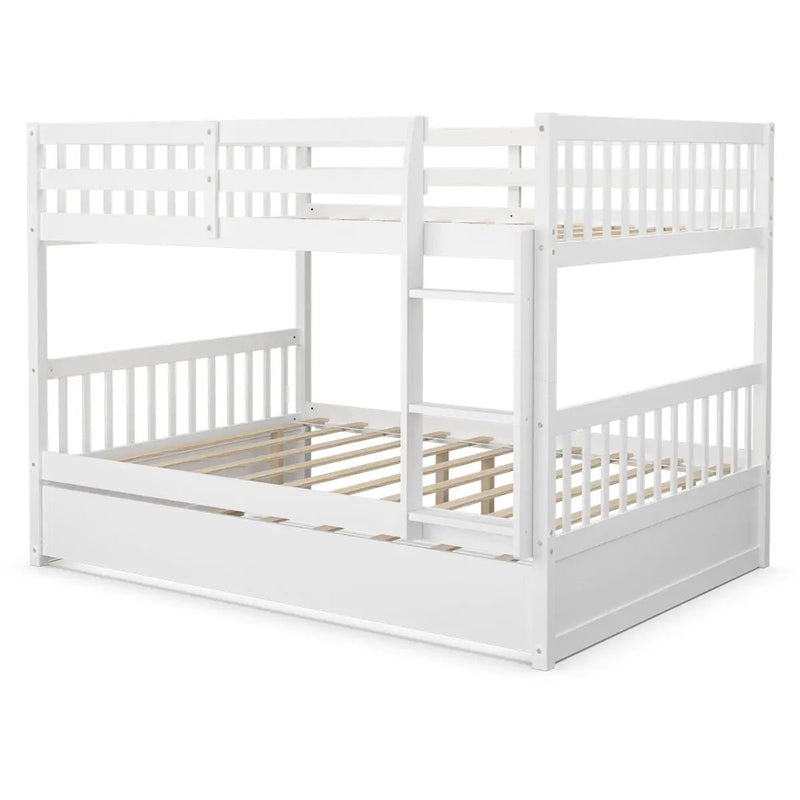 Full over Full Bunk Bed Platform Wood Bed with Ladder by DirectDeals