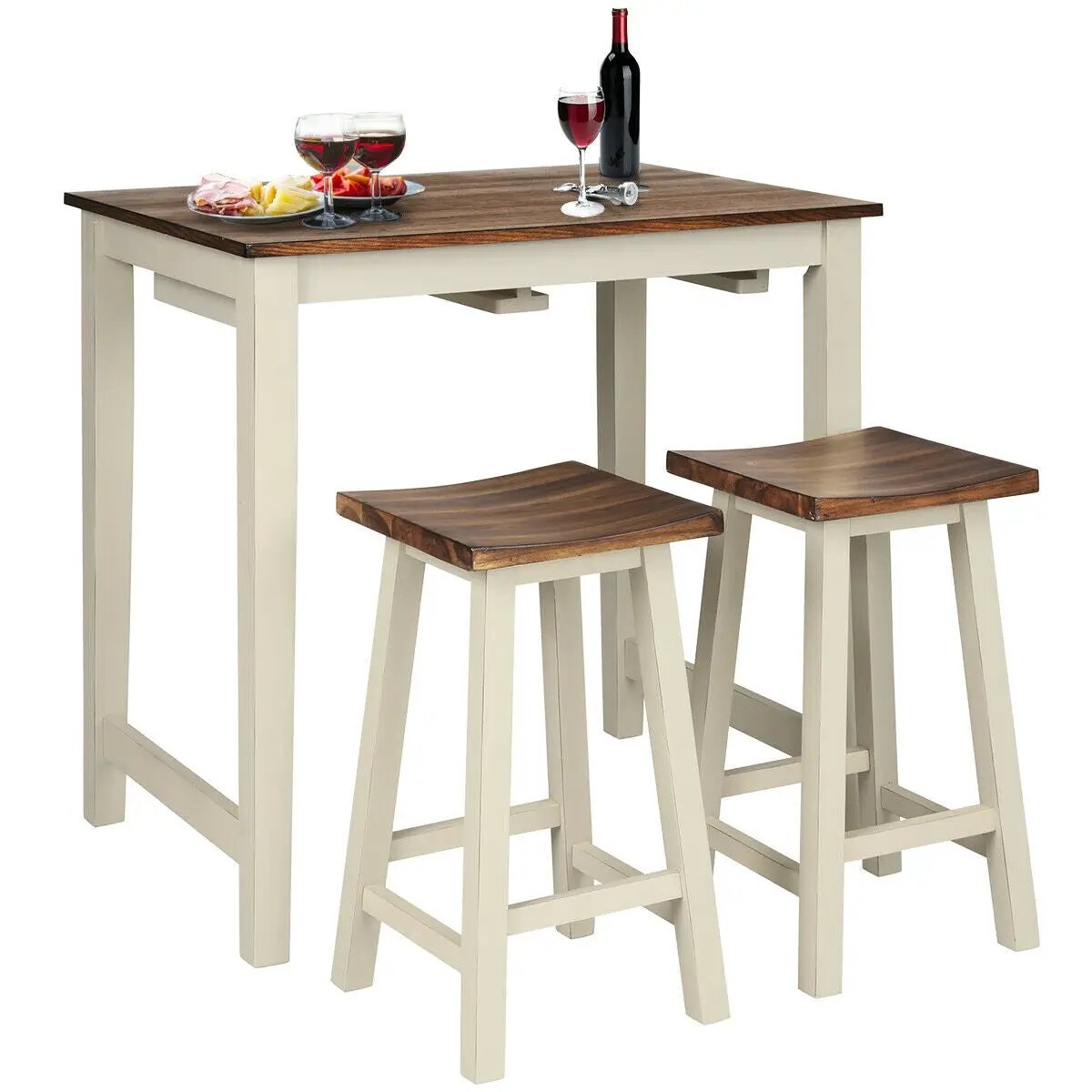 Counter Height Pub Table with 2 Saddle Bar Stools by DirectDeals