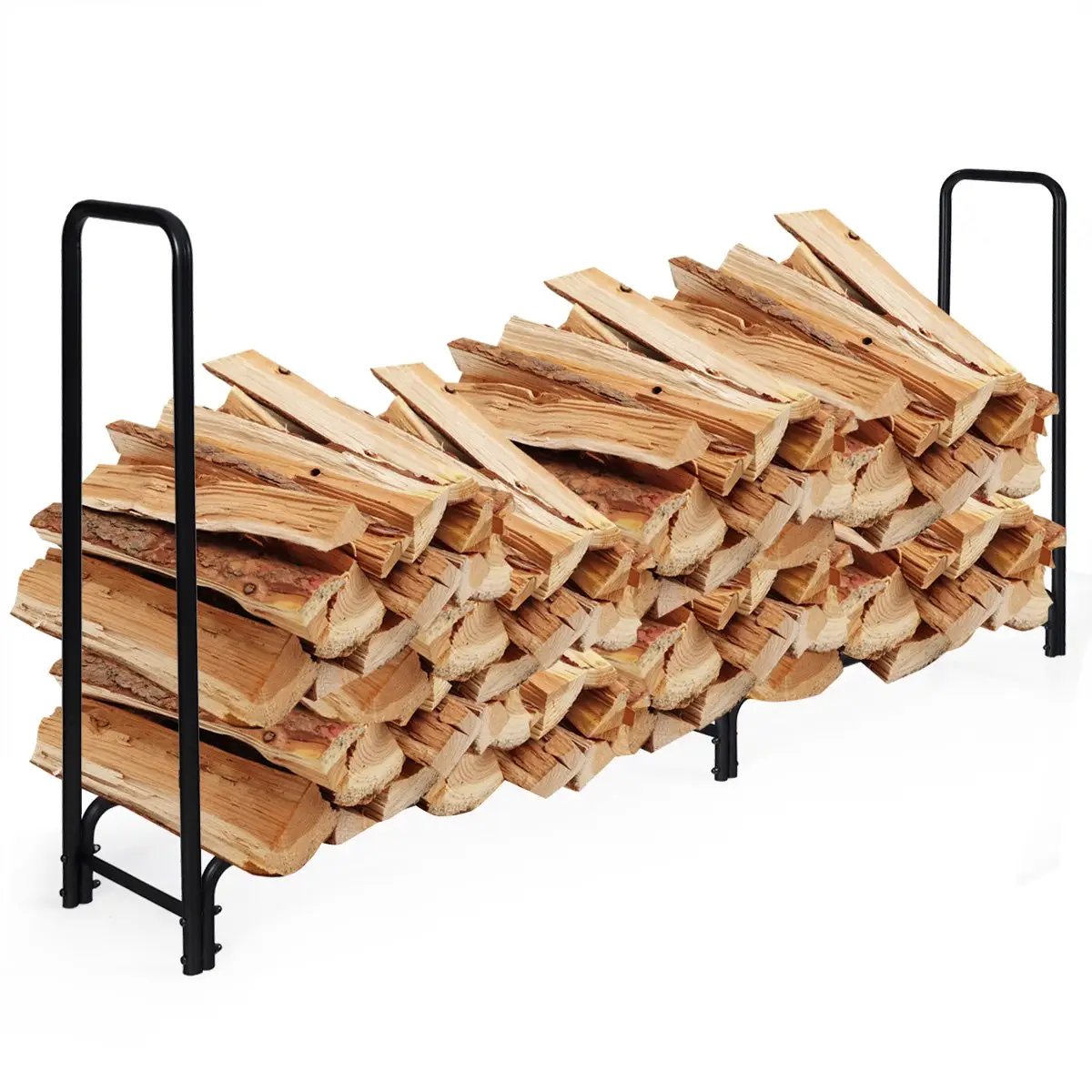 8 Feet Outdoor Steel Firewood Log Rack by DirectDeals