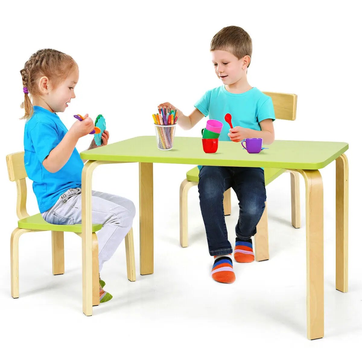 3 Piece Kids Wooden Activity Table and 2 Chairs Set, photo 10 of 16
