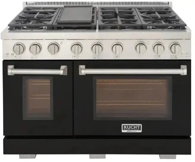 Kucht 48" Freestanding Professional Gas Range KFX4800X-BK by Farmhouse Kitchen and Bath
