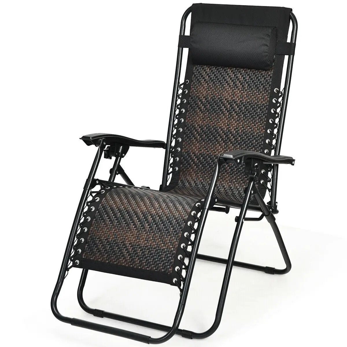 Folding Rattan Zero Gravity Lounge Chair with Removable Head Pillow, photo 3 of 8
