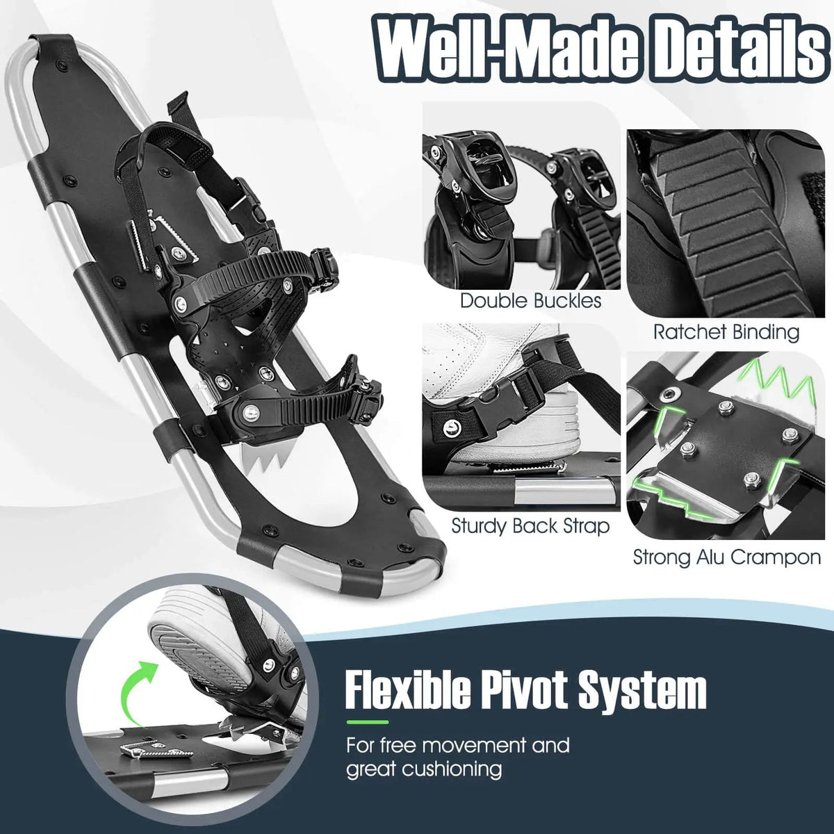 21/25/30 Inch 4-in-1 Lightweight Terrain Snowshoes with Flexible Pivot System, photo 24 of 24
