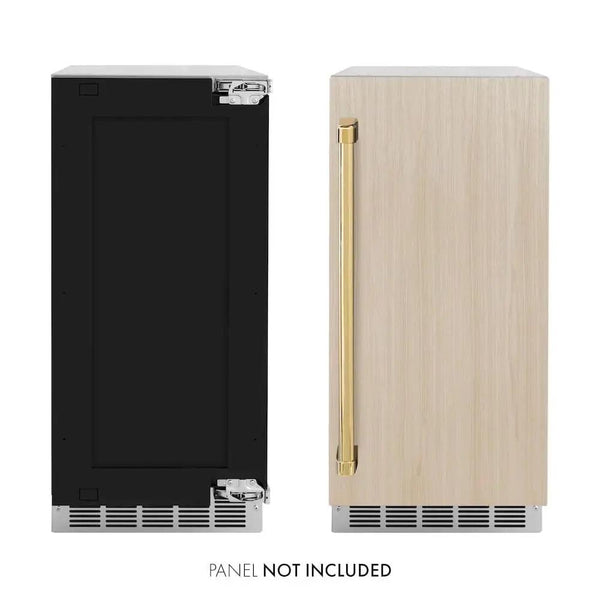 ZLINE 15" Touchstone Clear Cube Ice Maker Drain Pump Panel Ready Door Polished Gold Door ICCDPZ-15-G
