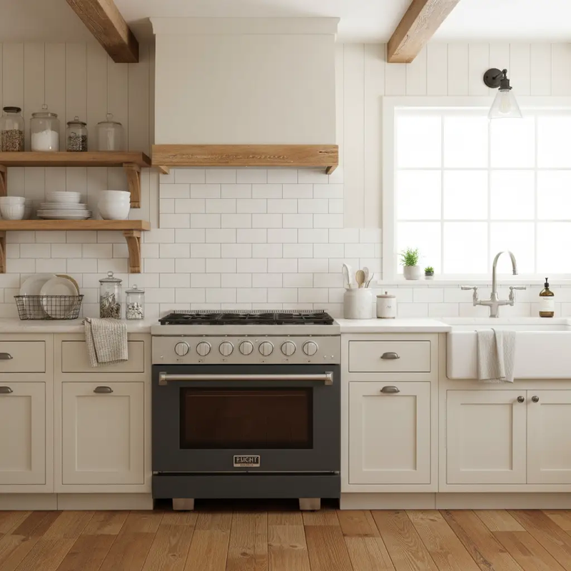 Kucht 36" Freestanding Professional Gas Range Liquid Propane KFX3600X/LP-GY by Farmhouse Kitchen and Bath