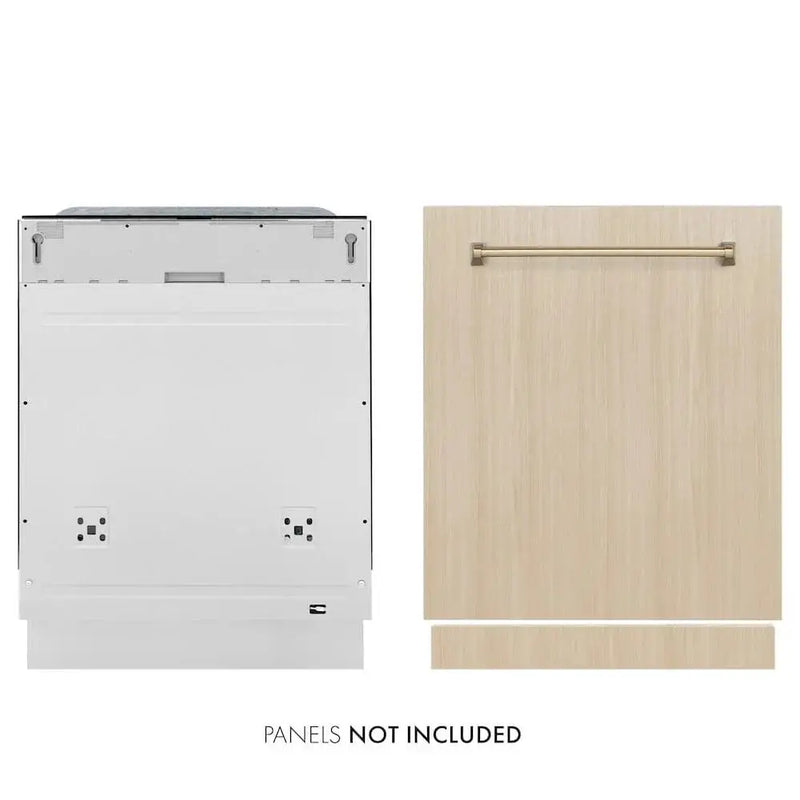 ZLINE Autograph Edition 24" Tall Tub Dishwasher, Custom Panel Ready, Champagne Bronze Handle DWMTZ-24-CB by Farmhouse Kitchen and Bath