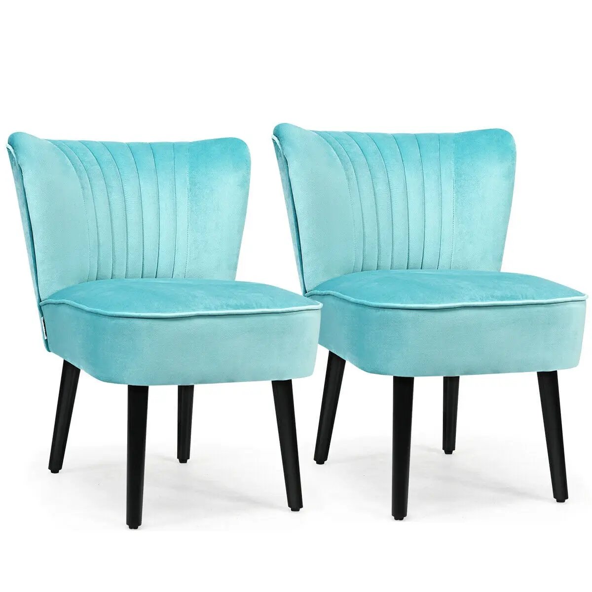 Set of 2 Upholstered Modern Leisure Club Chairs with Solid Wood Legs, photo 20 of 24