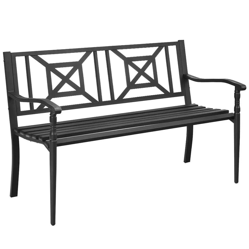 Patio Garden Bench with Powder Coated Steel Frame by DirectDeals