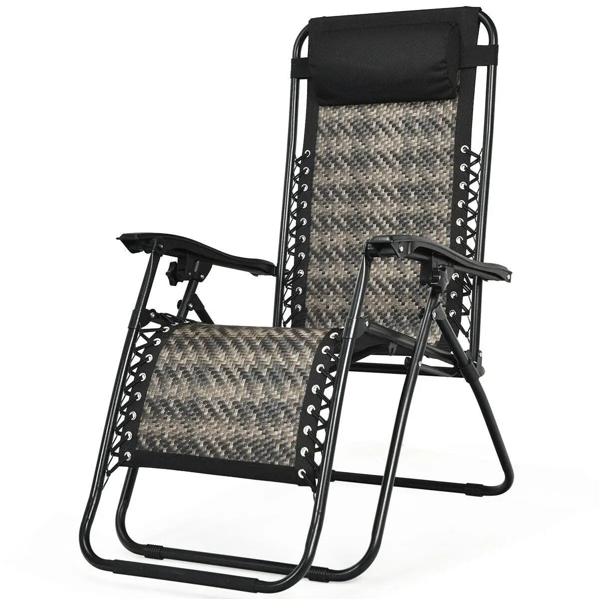 Folding Rattan Zero Gravity Lounge Chair with Removable Head Pillow, photo 8 of 8