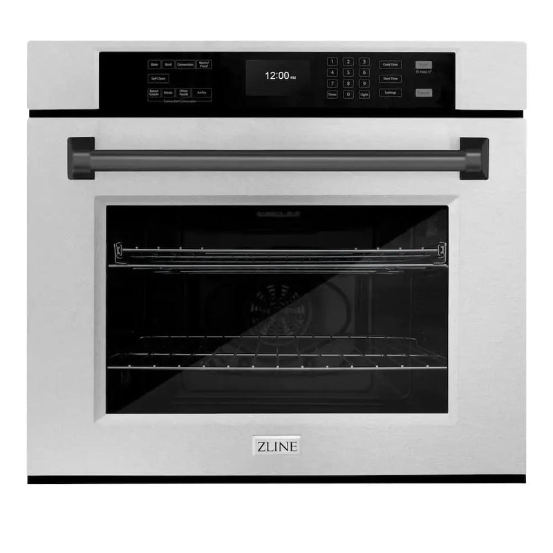 ZLINE 30"Professional True Convection Single Wall Oven, Air Fry, Self Clean, DuraSnow® Matte Black WASSZ-30-MB by Farmhouse Kitchen and Bath