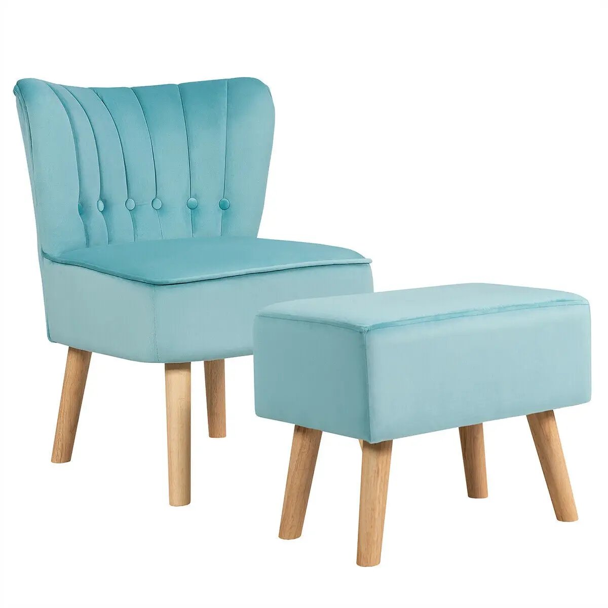 Modern Accent Chair Ottoman Set with Footstool by DirectDeals
