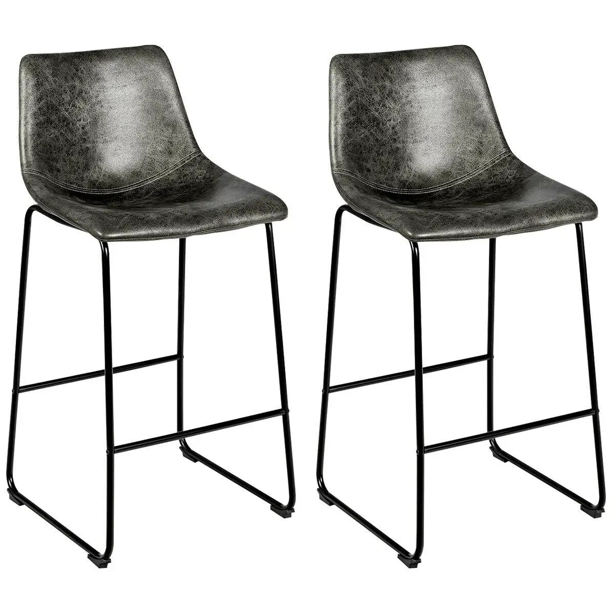 Set of 2 Bar Stool Faux Suede Upholstered Chairs by DirectDeals