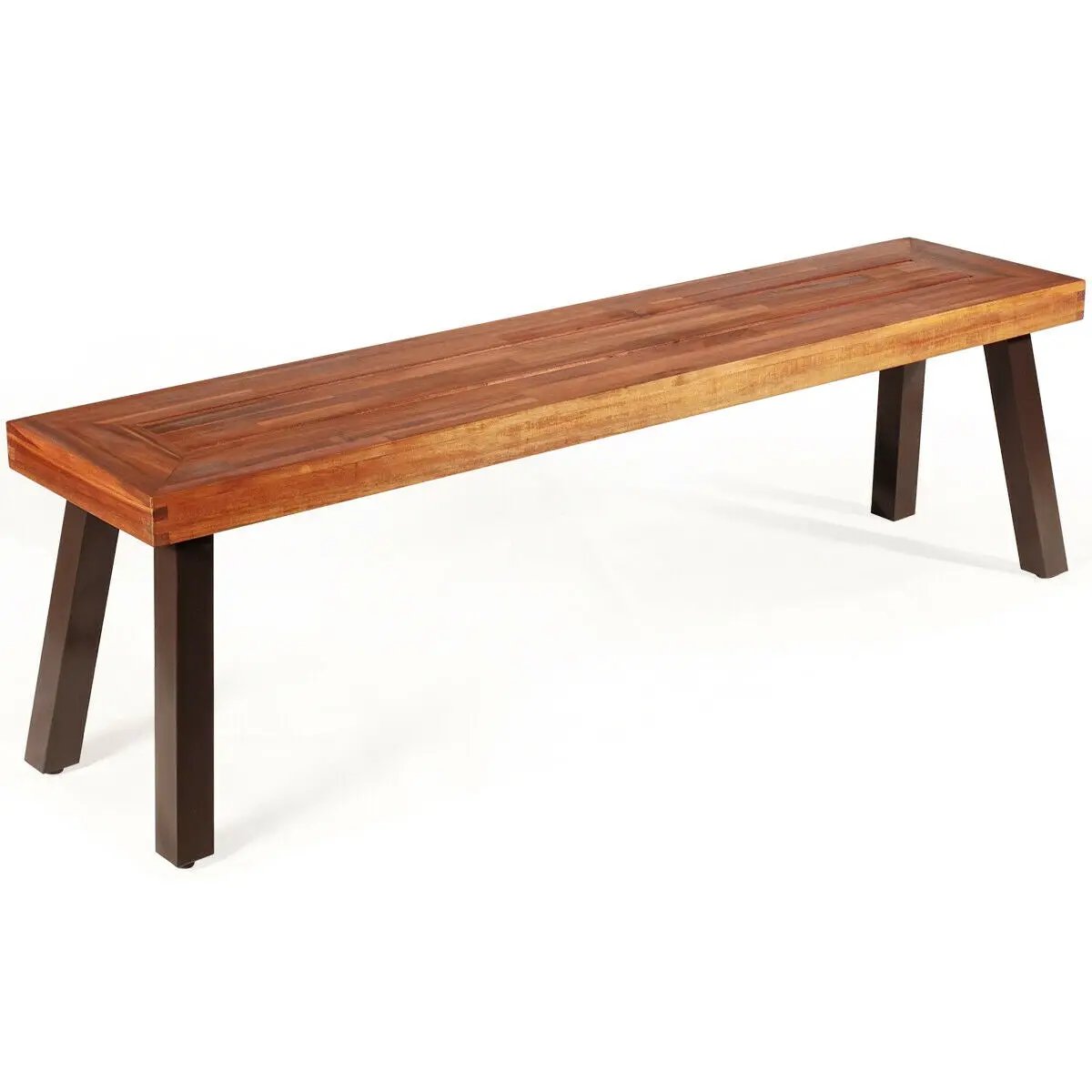 Patio Acacia Wood Dining Bench Seat with Steel Legs by DirectDeals