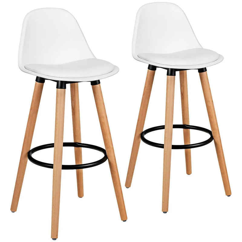 2 Pieces Mid Century Barstool 28.5 Inches Dining Pub Chair by DirectDeals