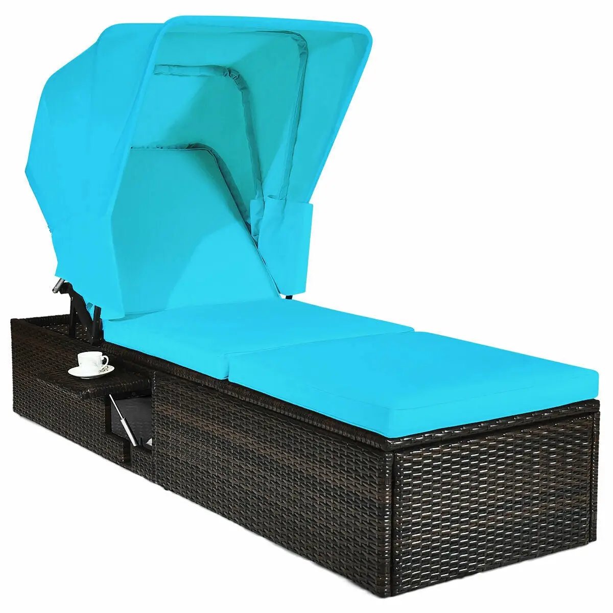 Outdoor Chaise Lounge Chair with Folding Canopy, photo 9 of 10