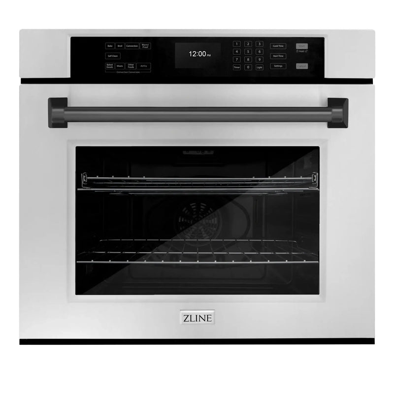 ZLINE 30" Autograph Edition Professional True Convection Single Wall Oven, Air Fry, Self Clean, Stainless Steel, Matte Black WASZ-30-MB by Farmhouse Kitchen and Bath