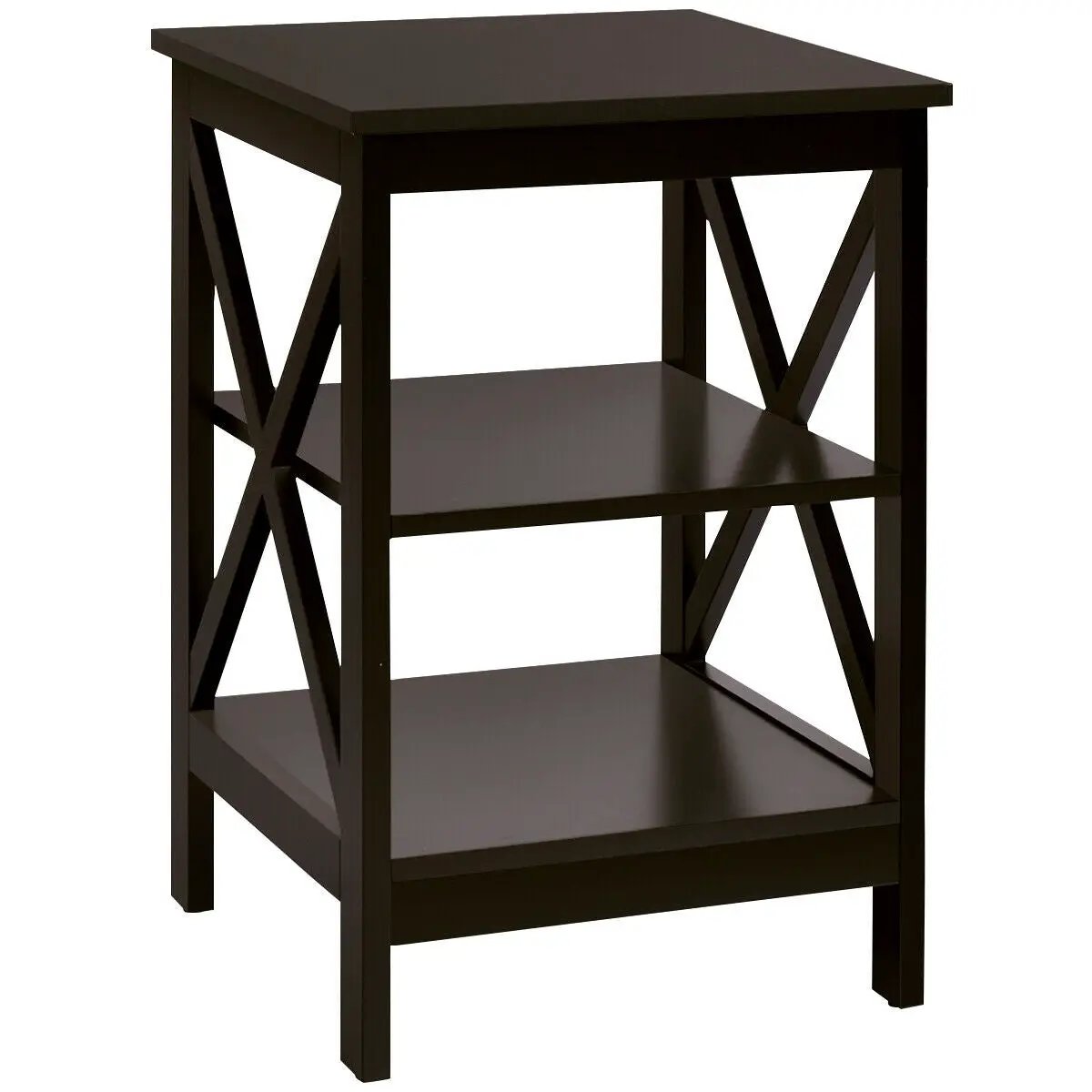 3-Tier Nightstand End Table with X Design Storage, photo 12 of 16