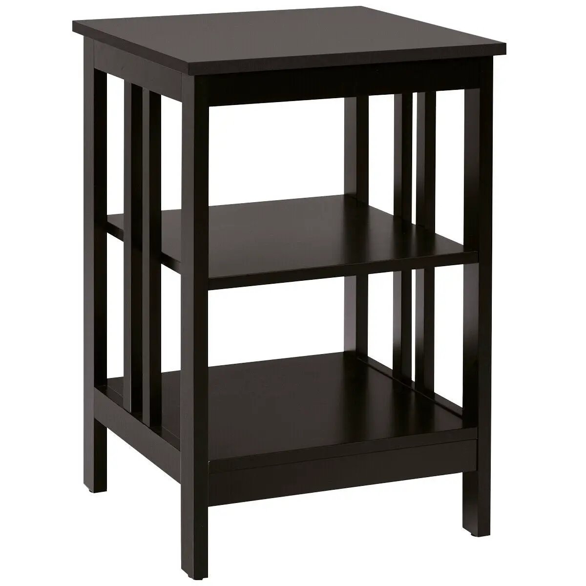 3-Tier Nightstand Sofa Side Table with Baffles and Round Corners, photo 30 of 32