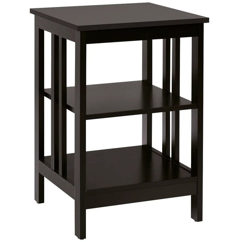 3-Tier Nightstand Sofa Side Table with Baffles and Round Corners by DirectDeals