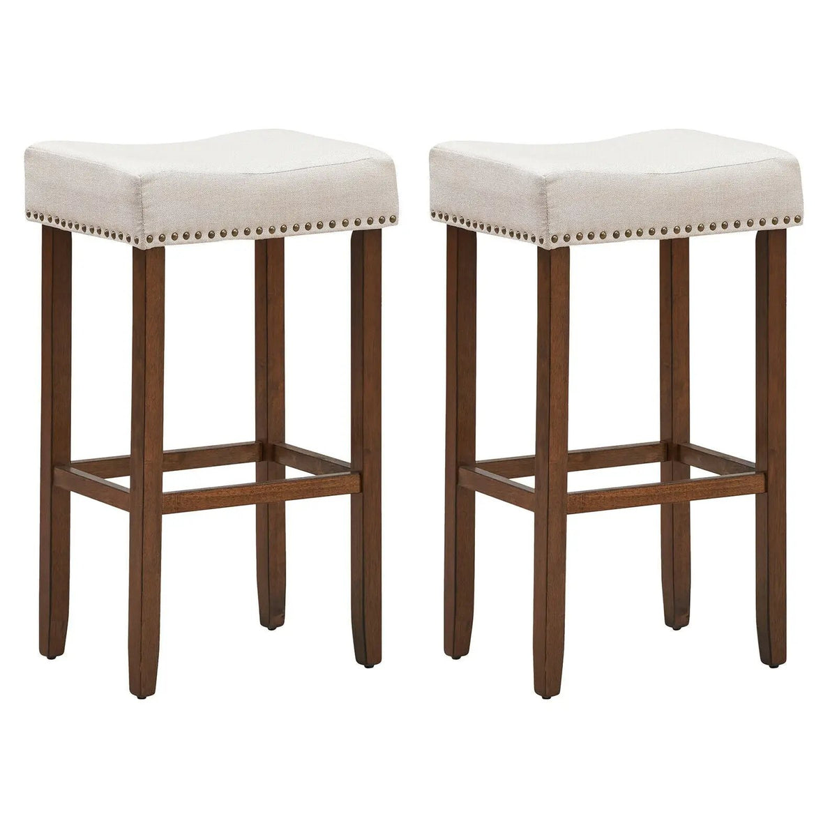 Set of 2 Nailhead Saddle Bar Stools 29 Inch Height, photo 11 of 16