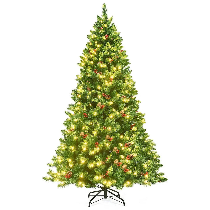 6.5 Feet Pre-lit Hinged Christmas Tree with LED Lights by DirectDeals
