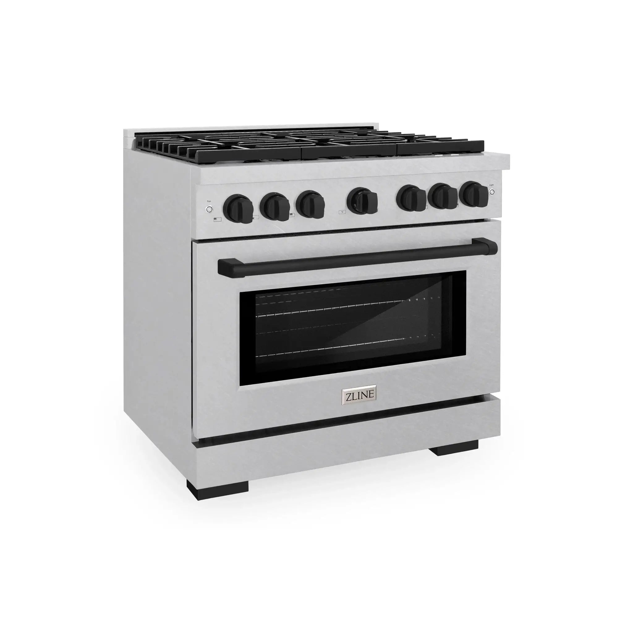 ZLINE 36"Paramount Dual Fuel Range DuraSnow® Matte Black SDRSZ-36-MB by Farmhouse Kitchen and Bath