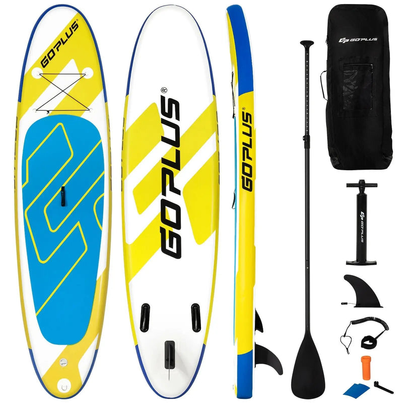 10 Feet Inflatable Stand Up Paddle Board 6 Inches Thick with Backpack Leash Aluminum Paddle by DirectDeals