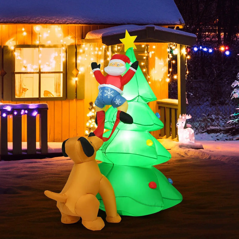 6.5 Feet Outdoor Inflatable Christmas Tree Santa Decor with LED Lights by DirectDeals