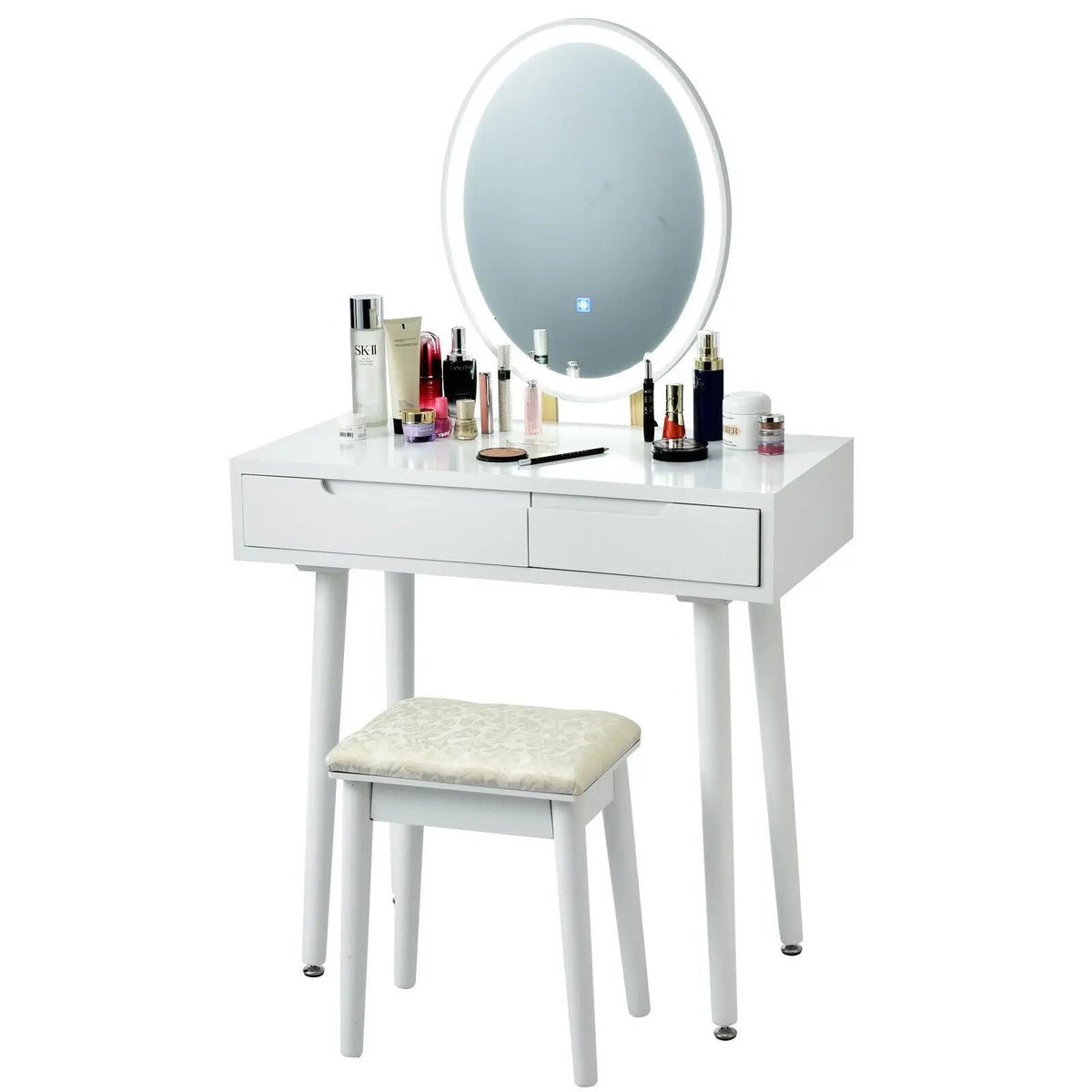 Touch Screen Vanity Makeup Table Stool Set with Lighted Mirror, photo 4 of 10