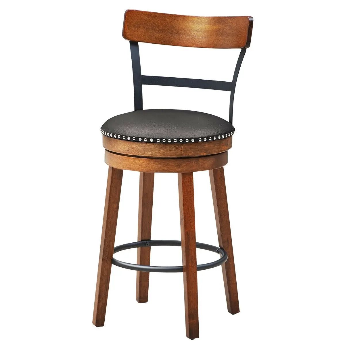 30.5 Inch 360-Degree Swivel Stools with Leather Padded Seat by DirectDeals