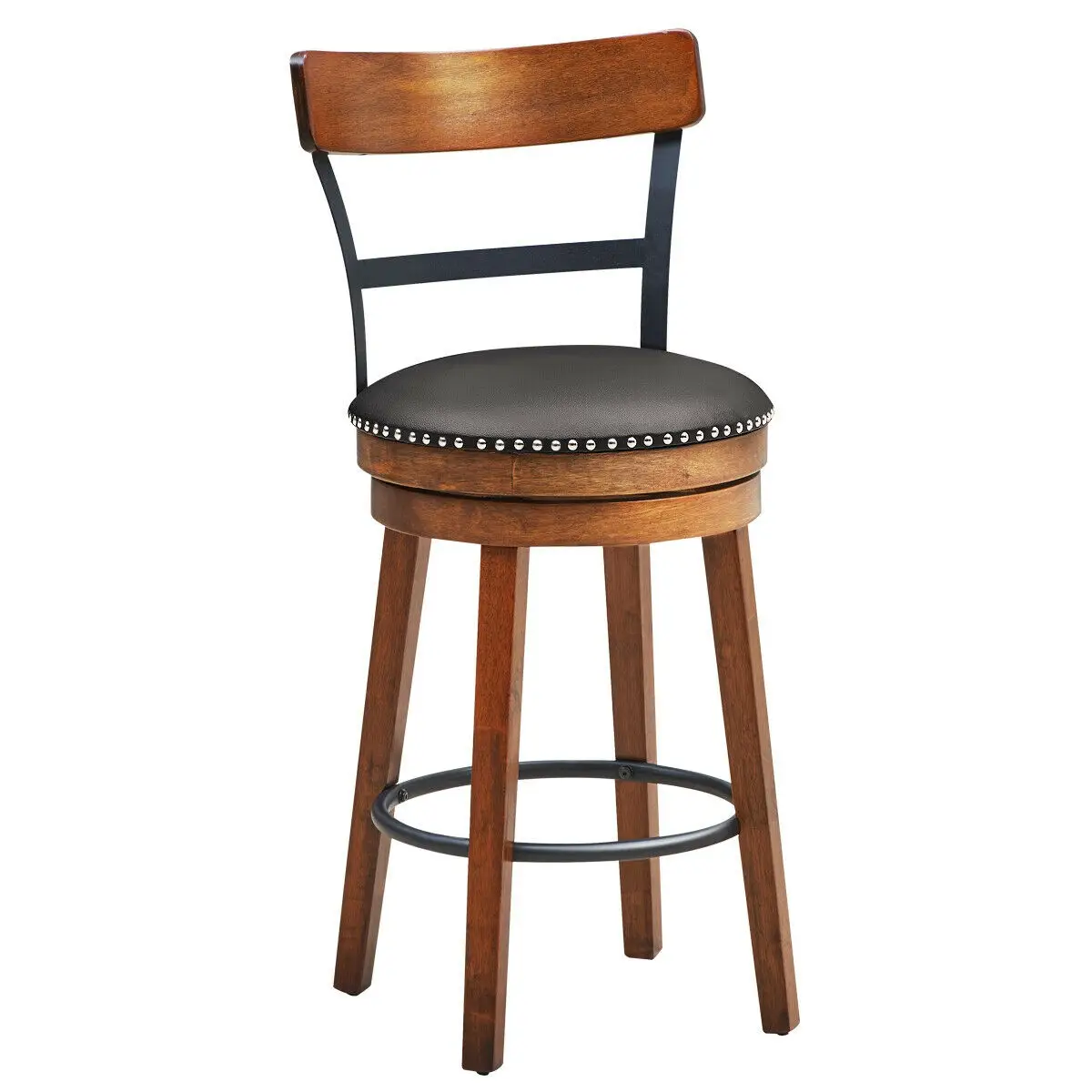 30.5 Inch 360-Degree Swivel Stools with Leather Padded Seat, photo 6 of 16