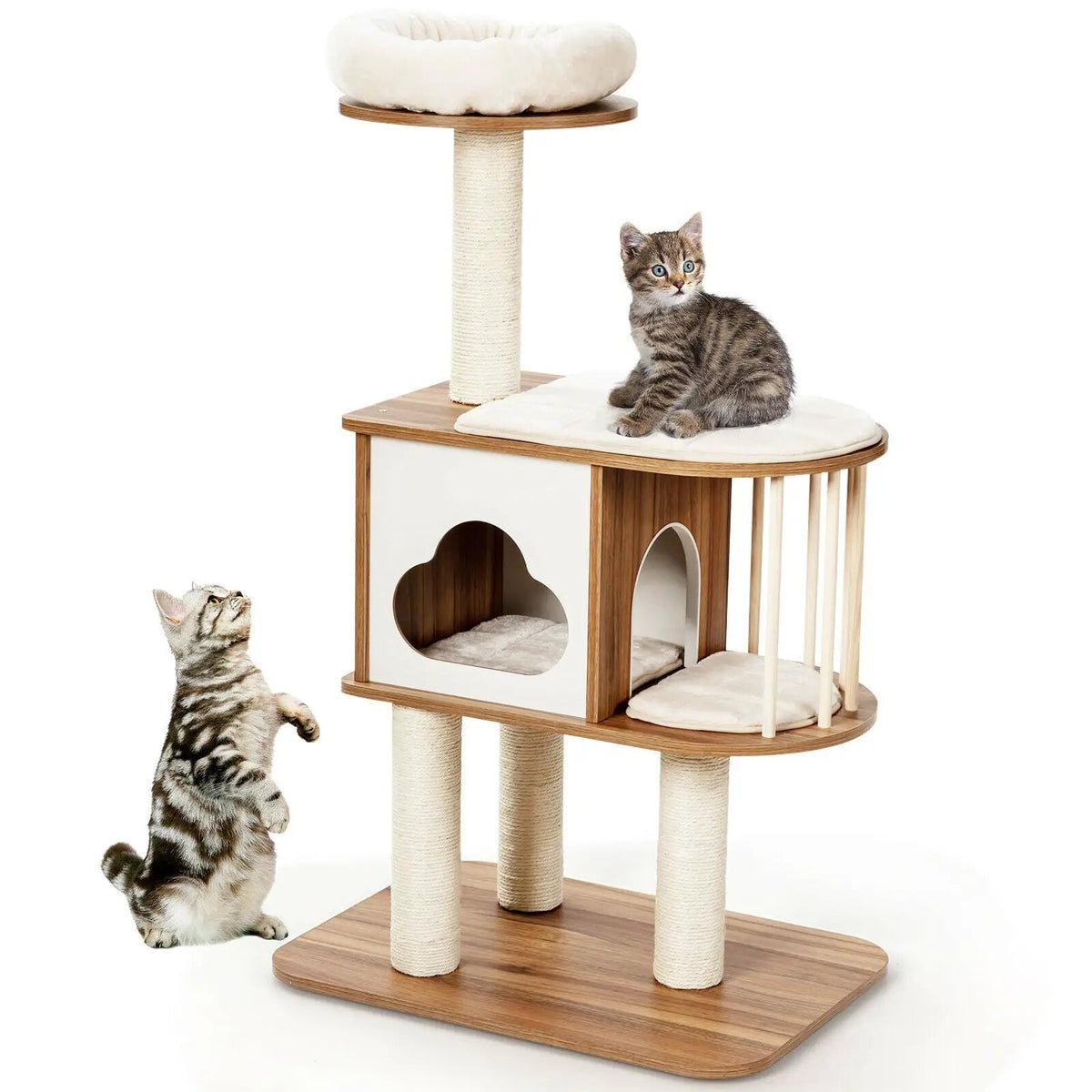 46 Inch Wooden Cat Activity Tree with Platform and Cushions, photo 8 of 9