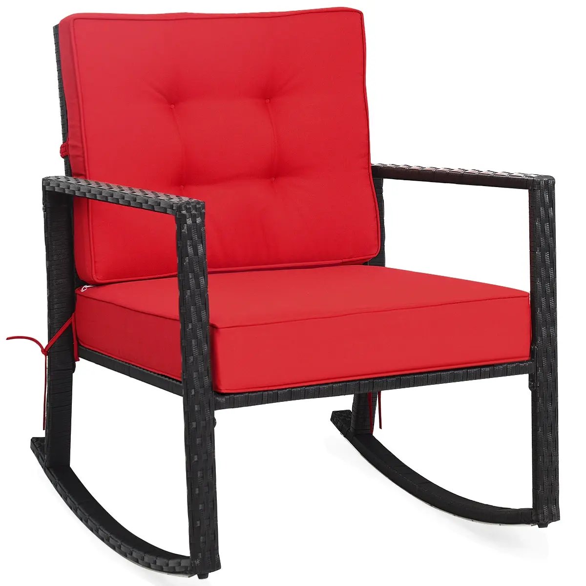 Patio Rattan Rocker Outdoor Glider Rocking Chair Cushion Lawn by DirectDeals