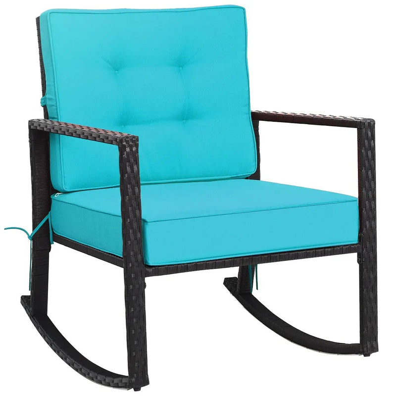 Patio Rattan Rocker Outdoor Glider Rocking Chair Cushion Lawn by DirectDeals