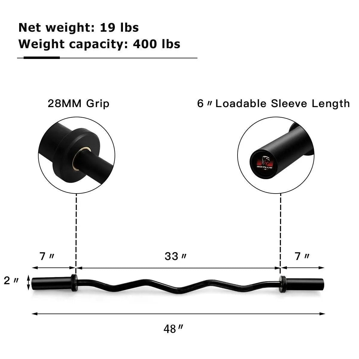 48 Inch Phosphate Steel Fitness Equipment Bar by DirectDeals