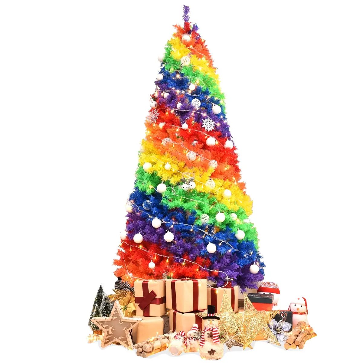 7 Feet Artificial Hinged Traditional Christmas Tree with Metal Stand by DirectDeals