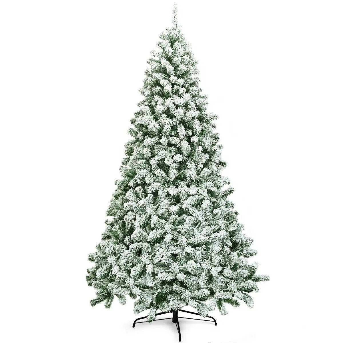 7.5 Feet Snow Flocked Artificial Christmas Tree Hinged with 1346 Tip and Foldable Base by DirectDeals