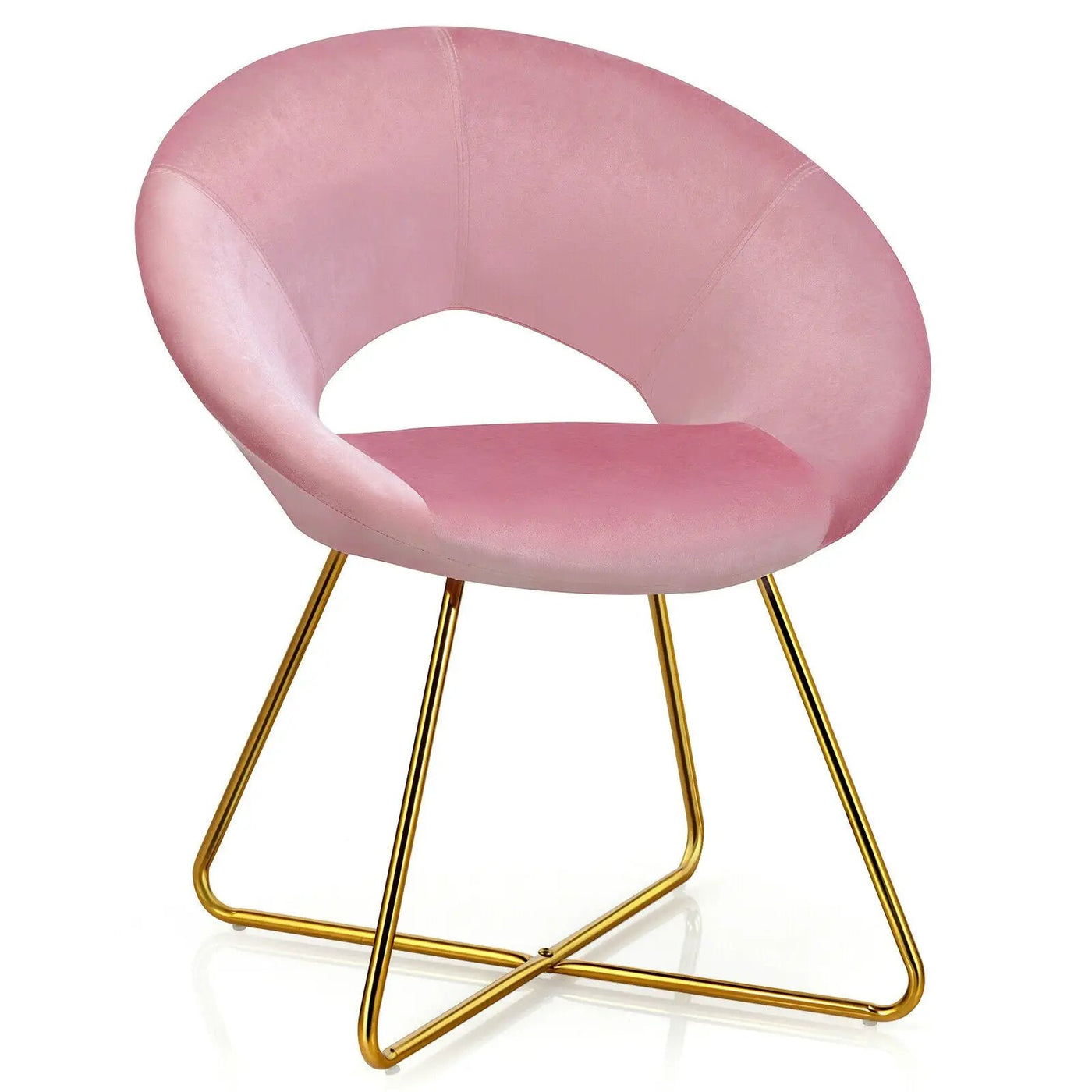 Modern Accent Velvet Dining Arm Chair with Golden Metal Legs and Soft Cushion by DirectDeals