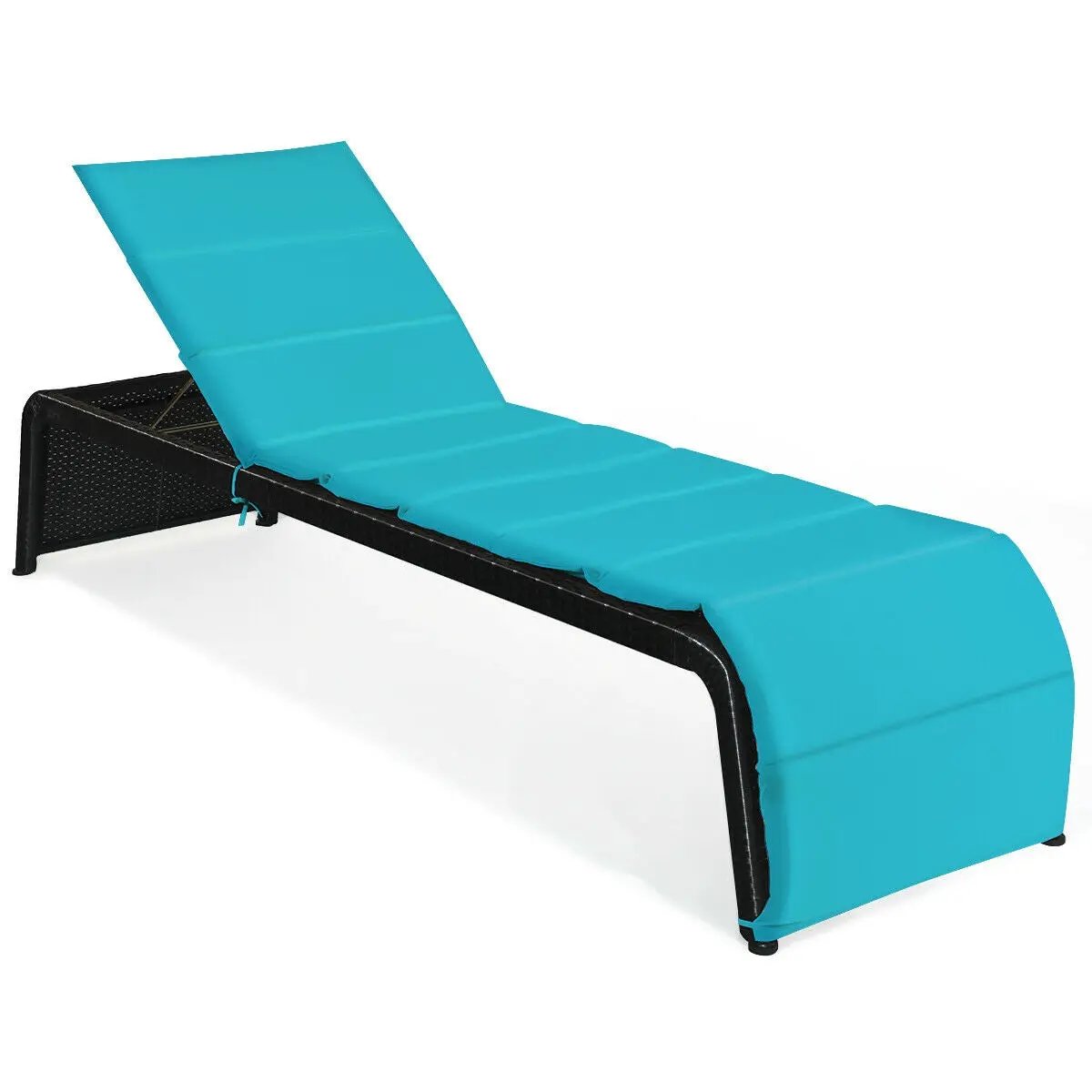 Patio Rattan Lounge Chair Back Adjustable Chaise Recliner with Cushioned, photo 10 of 10