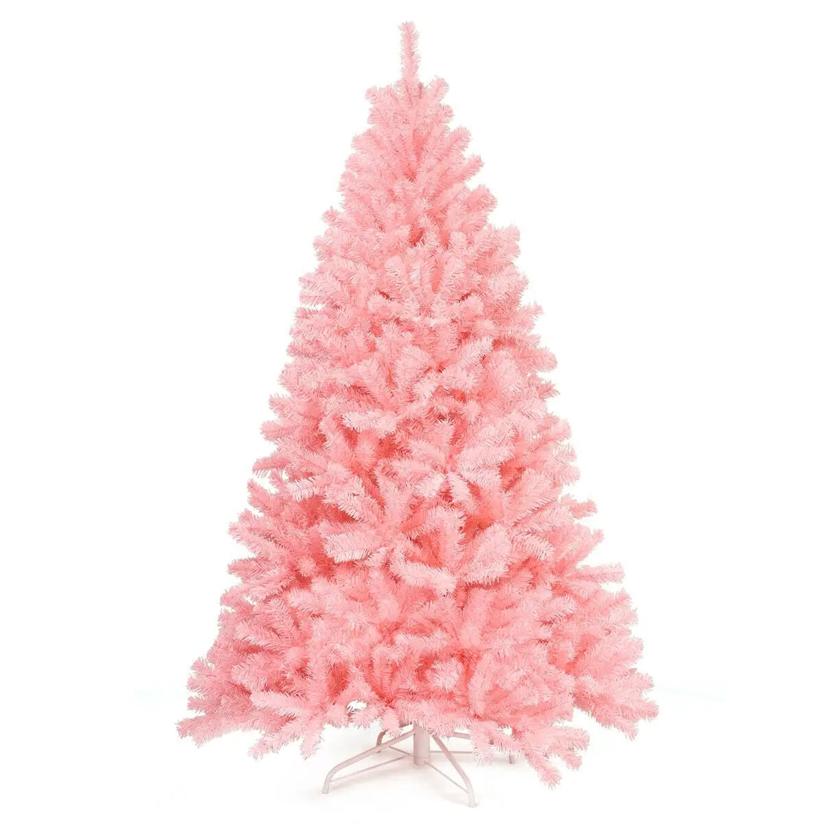 6 Feet Pink Artificial Hinged Spruce Full Christmas Tree with Foldable Metal Stand by DirectDeals