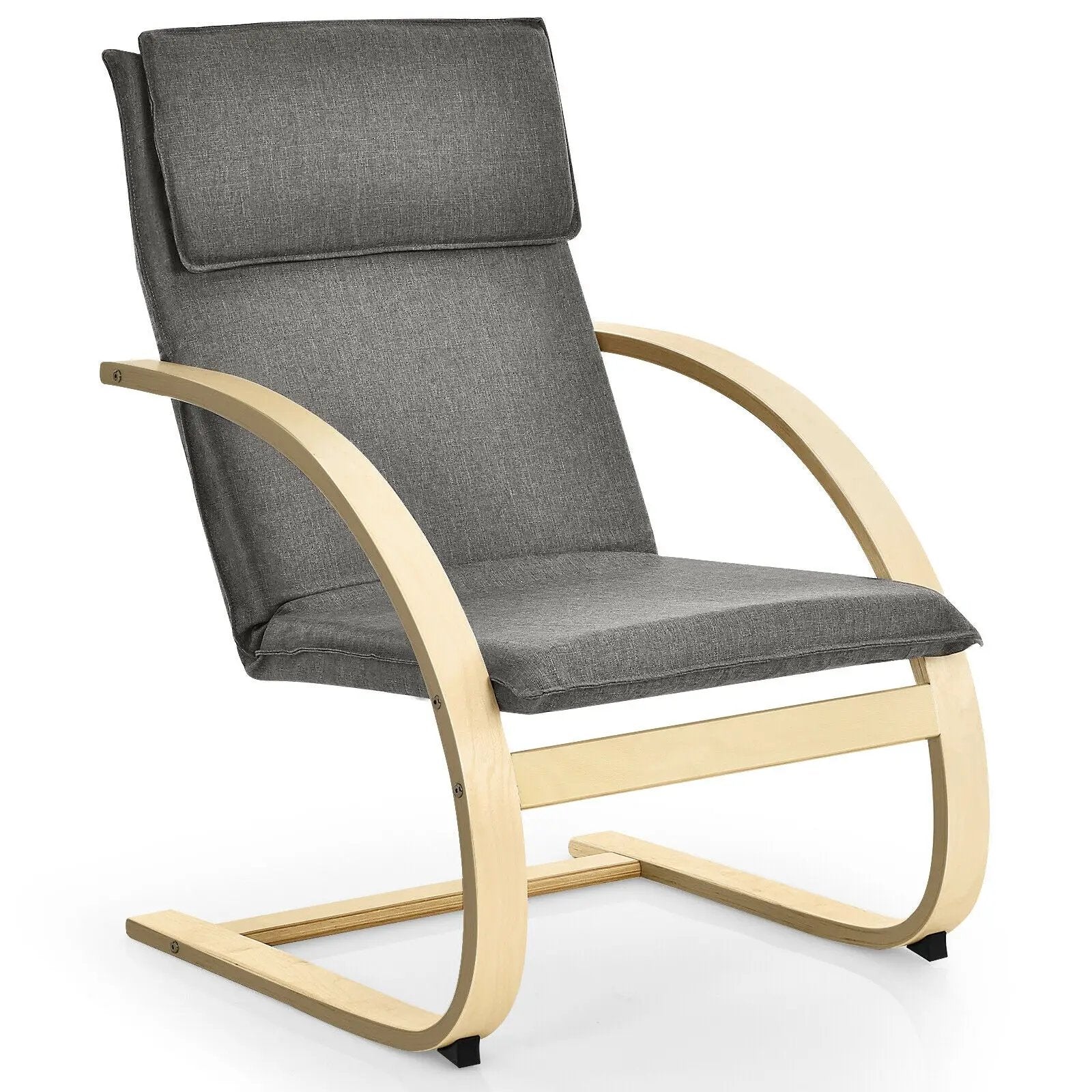 Modern Fabric Upholstered Bentwood Lounge Chair-Gray by DirectDeals